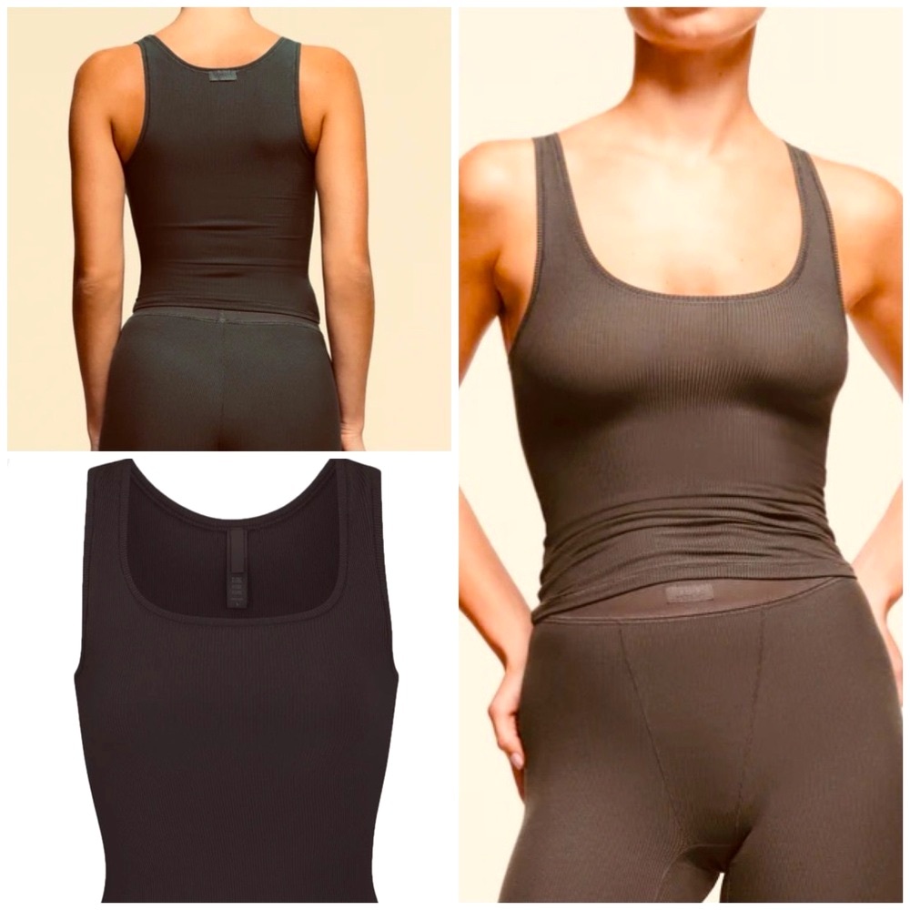 Skims Soft Lounge Rib Tank in Onyx size S